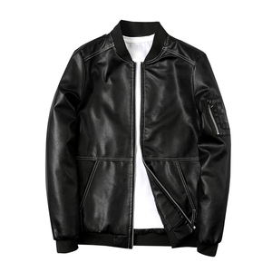 Vintage Men's Cowhide <b>Leather</b> Canvas Waterproof Winter <b>Jacket</b> Embossed Stand Collar Distressed Finish Inner Pocket <b>Retro</b> Front - Product Image 4