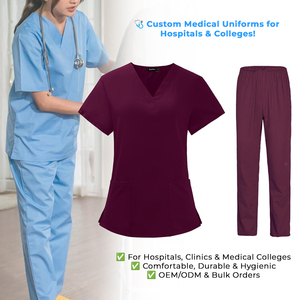 Conjuntos de Uniformes Médicos Personalizados de Fábrica OEM de Bangladesh, Proveedor Confiable, Uniformes de Hospital Unisex de Mezcla de Poliéster, ODM para Industrias de la Salud - Product Image 2