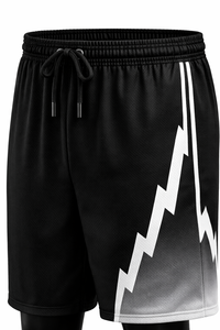Ensemble Maillot et Short de Basketball Personnalisé en Gros – Design Éclair Noir et Blanc Sublimé – Tenue d'Équipe Respirante - Product Image 4