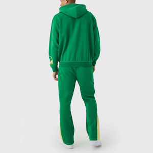 Zip up Distressed Acid Wash Chándales 2PC Stacked Jogger Hombres Stacked French Terry Logo Sweatsuit Pantalones de chándal y conjunto con capucha - Product Image 2