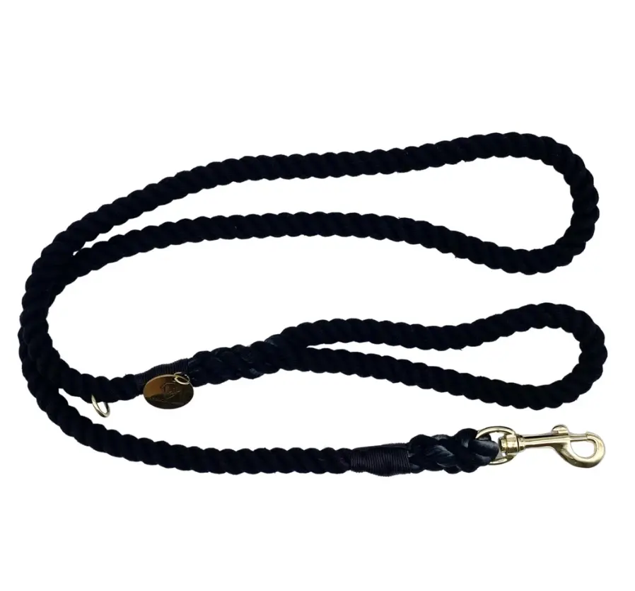 Tali katun hitam tali anjing persediaan hewan peliharaan Aksesori tali katun berwarna kustom tali anjing buatan tangan tali hewan peliharaan set