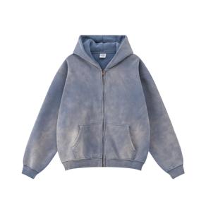 Sweat-shirts à capuche en molleton 100% coton vintage à coupe classique avec finition délavée à l'acide et effet délavé au soleil, style personnalisé, hiver en stock - Product Image 3