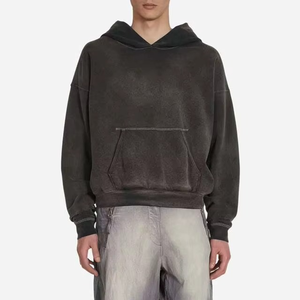 Top Selling Wholesale Men Winter Knitted Fleece Hoodies Acid Wash Street Wear High Quality Custom <b>Design</b> Front 100% Cotton - Product Image 1