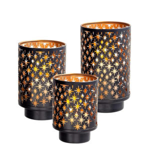 Wholesale Luxury Moroccan <b>Black</b> Gold Metal Pillar <b>Holder</b> Lanterns Custom Sparkle Design Votive <b>Candle</b> <b>Holders</b> for Home Christmas - Product Image 2
