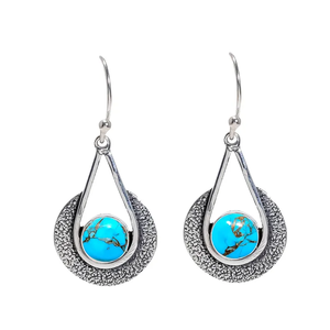 Pendientes de Plata de Ley 925 de alta calidad para mujer, cobre azul, turquesa, piedra preciosa hecha a mano, colgante, regalo de fiesta para Cristiano - Product Image 1