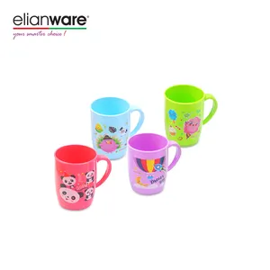 Elianware, venta al por mayor, alta atracción, lindo Cartón, impresión artística, taza de leche de café de plástico para niños