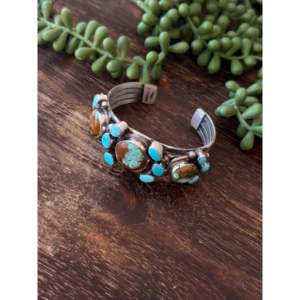 Kathleen Chavez Multi Turquoise & Sterling Silver Cluster Fashion Cuff Bracelet - Product Image 3