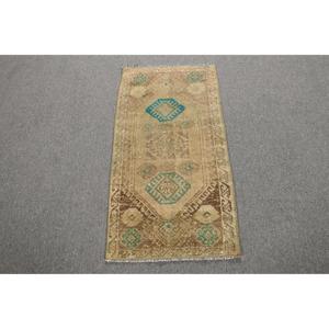 พรมตุรกีวินเทจขนาด 1.6x3.2 ฟุต พรมขนาดเล็ก พรมลายดอกไม้สีน้ำตาล - Product Image 1