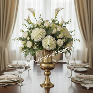 Vase à fleurs portable en aluminium plaqué or mat moderne pour la décoration de mariage/fête - Product Image 1