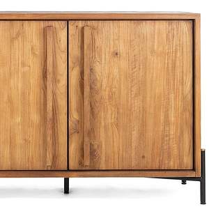 Aparador Industrial de 4 Puertas con Patas de Hierro con Recubrimiento de Polvo Negro, Madera de Teca Reciclada, Ecológico, para Comedor, Sala de Estar, Cocina, Almacenamiento - Product Image 6