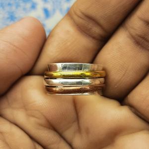 Venta al por mayor joyería fina última Plata de Ley 925 anillo giratorio de meditación amatista natural piedra preciosa diamante/perla pulgar perfecto - Product Image 3