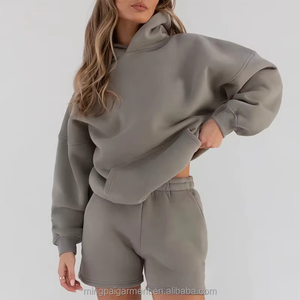 Women's <b>Winter</b> Casual Long-Sleeve Velour Knitted Stylish Hooded Pullover with Front Pocket 100% Cotton Streetwear <b>Tops</b> OEM - Product Image 2