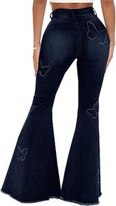 Women's Fashion Solid Color Mid-Waist <b>Stretch</b> Ripped Jeans Plus Size Casual Summer Skinny <b>Denim</b> with Button Decoration - Product Image 2