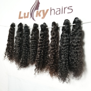 Extensions de cheveux humains vierges noirs naturels, bouclés, alignés aux cuticules, de fabrication indienne, en gros, pour tissage - Product Image 4