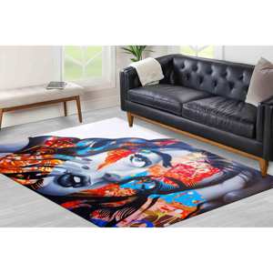 Alfombra Abstracta con Rostro de Mujer: Decoración con Retrato de Grafiti Colorido, Alfombra de Chenilla - Product Image 1