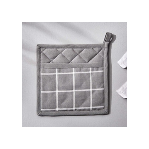 Dessous de plat de cuisine matelassé brodé 100% coton résistant à la chaleur gris foncé de luxe durable OEM ODM Logo personnalisé fabriqué en Inde Porte-pot - Product Image 4