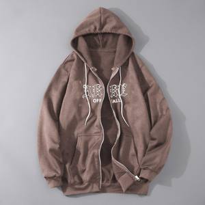 Sweat à capuche personnalisé 100% coton imprimé en 3D, sweat à capuche en molleton français lourd imprimé en poudre, sweat à capuche personnalisé brodé avec fermeture éclair - Product Image 1