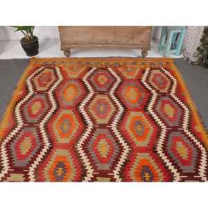 Tapis turc, grand tapis de 5,7 x 8,1 pieds, tapis vintage en laine persane rouge - Product Image 3