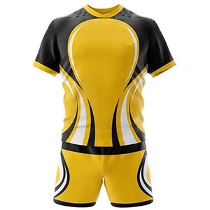 Uniformes de rugby dorés et noirs Équipement personnalisé haute performance avec tissu durable pour les équipes Confort et style inégalés - Product Image 2