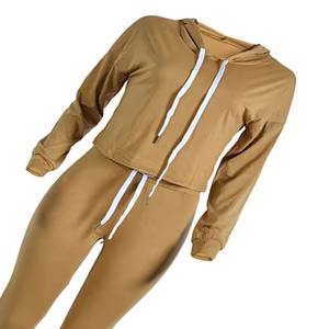 Conjunto de dos piezas de invierno para mujer, chándal con jersey con capucha, ropa deportiva cálida de manga larga en oferta - Product Image 6