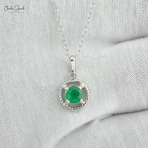 Envío al Día Siguiente, Colgante Espiral de Esmeralda Natural de Zambia de 0.47 CTW, Oro Blanco de 14k, Colgante Delicado para Mujer, Joyería Personalizada para Mamá - Product Image 4