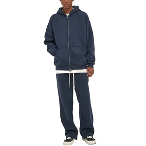 2025 unisexe coton lourd surdimensionné sweat à capuche zippé pantalons de survêtement haute qualité XXL polaire survêtement hommes femmes survêtements 2 pièces - Product Image 1