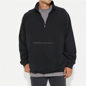 Custom Bulk Cotton French Terry Zip up Hoodie Puff Print Sport Warm Embroidery <b>Black</b> Heavyweight Men's Zip Blank Sweatshirt - Product Image 1