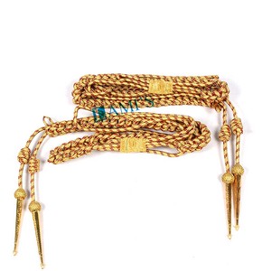Aiguillette de oro de bajo precio Aiguillettes personalizados Bullion Wire Shoulder Cordones Aiguillettes Oro con punta de metal - Product Image 6