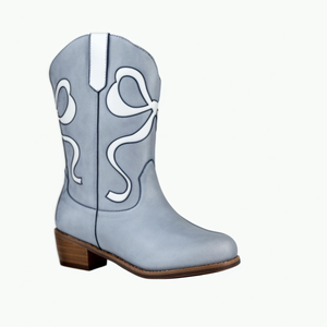 Chaussures de fête pour filles en cuir véritable avec broderie, fermeture éclair à hauteur du genou, bottes de cow-boy pour enfants - Product Image 5