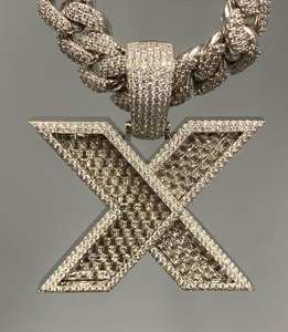 Colgante de plata 925 con nombre de letra personalizado, joyería redonda de moissanita con diamantes de hip hop, collar con nombre helado, regalo de cumpleaños - Product Image 3