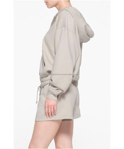 Sudadera con capucha de lana de algodón para mujer de talla XS de alta calidad con cremallera transpirable invierno Terry Collar Logo espalda corta para la temporada de otoño - Product Image 6