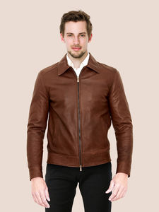 Chaqueta de Cuero Estilo Motero con Cierre Personalizada, Lavada Vintage, Diseño de Moda, Chaqueta Impermeable y Cortavientos Unisex para Hombre - Product Image 3