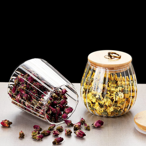 Borosilicate <b>Glass</b> Airtight Storage Jars Bamboo Lid Metal Handle Petal Decorative <b>Containers</b> Food Spice Coffee Beans Candy Wood - Product Image 3