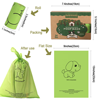 Sacs à déjections canines compostables OEM ODM en amidon de maïs PLA PBAT, sacs à déchets pour animaux de compagnie à base de plantes, extra épais, anti-fuites, 18 microns, Walmart