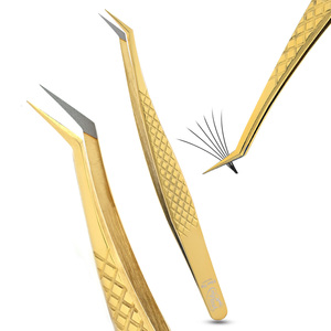 Pro Fiber Tip Eyelash Extension Tweezer 75 Degree Russian Volume Fan Narrow Tip High Quality Precision Lash <b>Tool</b> - Product Image 1