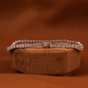 Round Cut Minimalist Lab Grown Diamond Tennis <b>Bracelet</b> 14KT <b>Solid</b> Gold Luxury <b>Bracelet</b> for Wife Gift Custom Stylish Design - Product Image 2