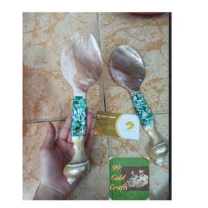 Poignée Seashell Spoon Cuillère en nacre artisanale unique pour le café et le dessert à la maison - Product Image 5