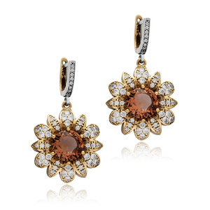 การออกแบบรูปทรงดอกไม้แท้โกเมนต่างหูแบบห้อยสไตล์ตุรกีทำด้วยมือเครื่องประดับเงินสเตอร์ลิงสำหรับ925 - Product Image 3