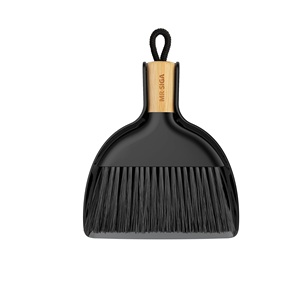 Juego de recogedor y cepillo MR.SIGA Mini, mango de bambú, negro, 1 juego - Product Image 1