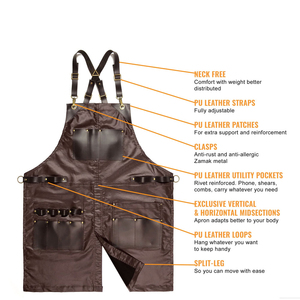Tablier en cuir véritable de qualité supérieure, réglable, pour barbier, chef, résistant, fabriqué au Pakistan - Product Image 3