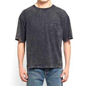 T-shirts pour hommes OEM de haute qualité, délavés à l'acide, style streetwear uni, séchage rapide, vintage, vente en gros, noirs, respirants - Product Image 1