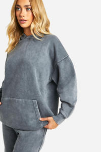 Sweats à capuche gris surdimensionnés délavés à l'acide et pantalons à jambes larges pour femmes ensemble de survêtement confortable tenue de détente élégante vêtements de loisirs - Product Image 4