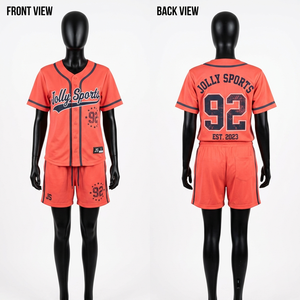 Women Baseball Jersey Short <b>Set</b> 160 GSM Breathable <b>Mesh</b> Orange Black Piping Panels Tackle Twill Custom Logo Women's <b>Sets</b> - Product Image 6