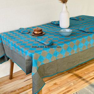 Mantel de Algodón Hecho a Mano en India, Hermoso Mantel de Algodón Estampado a Mano para Bodas, Mantel en Venta - Product Image 6