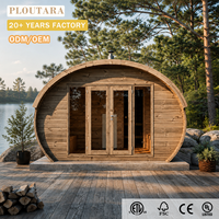 PLOUTARA Sauna extérieur en bois de pruche, cabine cubique avec façade vitrée intégrale, véranda couverte, banc, pour villa, salle de sport, complexe hôtelier, jardin, cour arrière