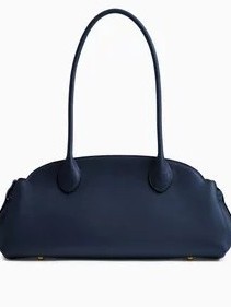 Sac à bandoulière en cuir pleine fleur bleu marine pour femme, sac de travail, grand sac fourre-tout, fermeture éclair, luxe, affaires, mode, femme - Product Image 2