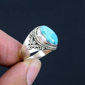 Anillo de plata estilo bohemio hecho a mano, joyería de plata de ley 925, piedra preciosa turquesa, anillo de tendencia, joyería para mujer, regalo para ella - Product Image 4