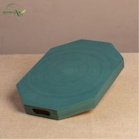 Plateau octogonal moderne en MDF poli, fait main, léger, écologique, durable, imperméable, compatible lave-vaisselle, sans danger pour les aliments