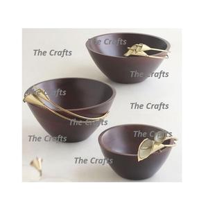 Juego de dos cuencos de madera para servir, tamaño personalizado, forma redonda, cuenco para servir postres de chocolate al mejor precio - Product Image 5