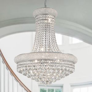Modern Crystal <b>Chandelier</b> Light Fixtures - D23.6 inch, 10 Lights <b>Chrome</b> Ceiling <b>Chandelier</b>, Pendant Lighting for Living - Product Image 2